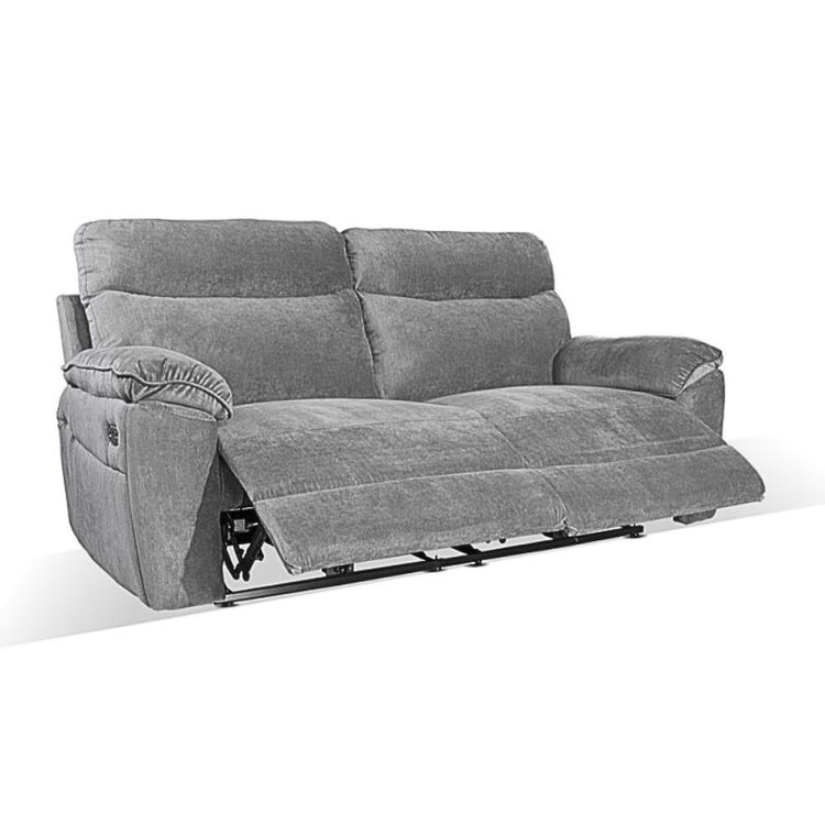 Divano 3 posti recliner elettrico tessuto barrel90 grigio Boston 200x100x102H