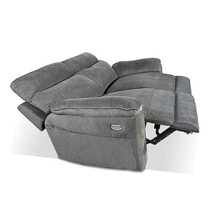 Divano 3 posti recliner elettrico tessuto barrel90 grigio Boston 200x100x102H