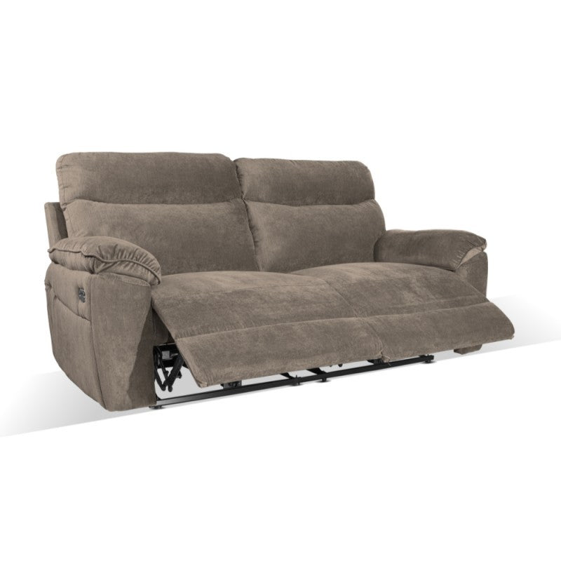 Divano 3 posti recliner elettrico tessuto cappuccino Boston 200x100x102H