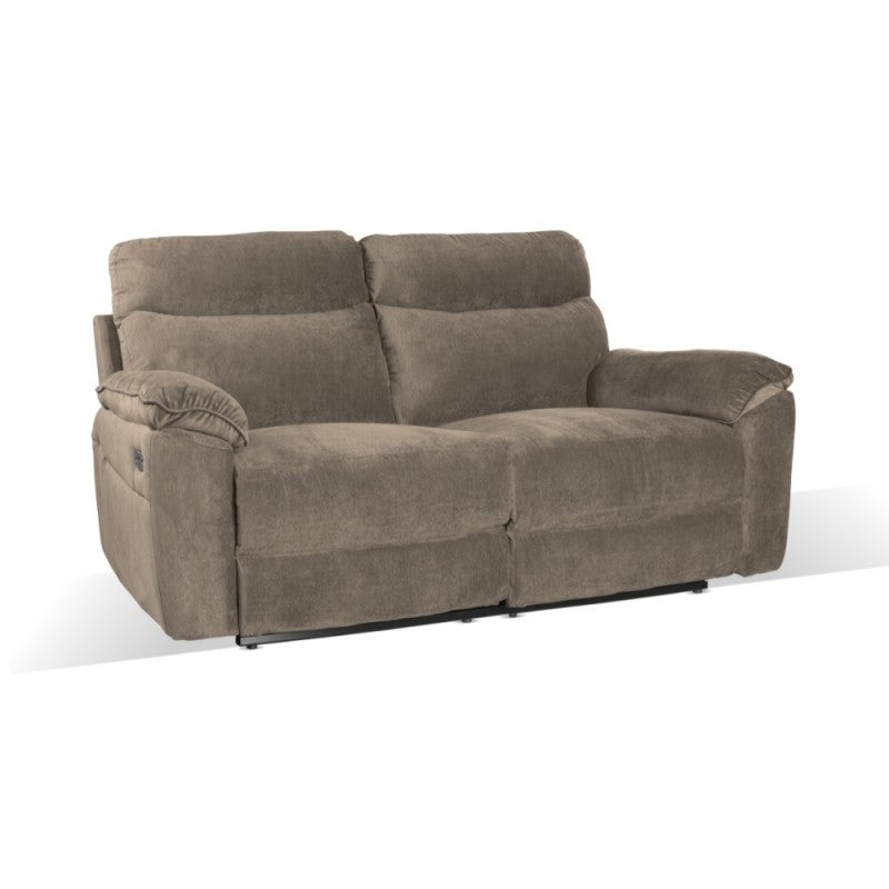 Divano 3 posti recliner elettrico tessuto cappuccino Boston 200x100x102H