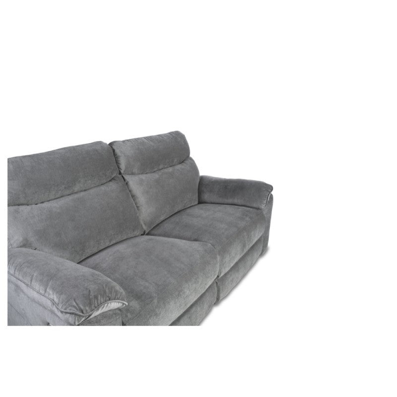 Divano 3 posti recliner elettrico tessuto grigio Boston 200x100x102H