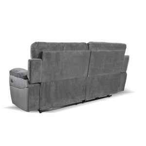 Divano 3 posti recliner elettrico tessuto grigio Boston 200x100x102H