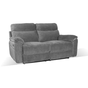 Divano 3 posti recliner elettrico tessuto grigio Boston 200x100x102H