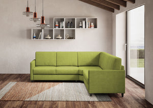 Divano Angolare 5 Posti 241x241x85 cm Karay in Tessuto Verde