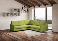 Divano Angolare 5 Posti 241x241x85 cm Karay in Tessuto Verde