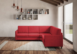 Divano Angolare 5 Posti 241x241x85 cm Karay in Tessuto Rosso