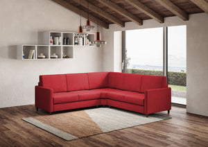 Divano Angolare 5 Posti 241x241x85 cm Karay in Tessuto Rosso