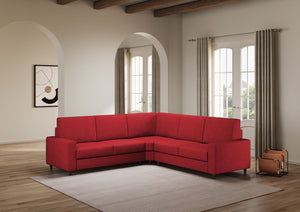 Divano Angolare 5 Posti 226x226x85 cm Sakar in Tessuto Rosso