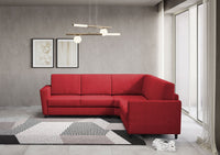 Divano Angolare 5 Posti 248x248x85 cm Yasel in Tessuto Rosso