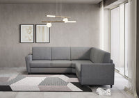 Divano Angolare 5 Posti 248x248x85 cm Yasel in Tessuto Grigio