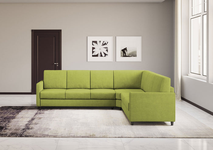 Divano Angolare 6 Posti 281x221x85 cm Karay in Tessuto Verde