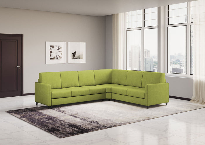 Divano Angolare 6 Posti 281x221x85 cm Karay in Tessuto Verde