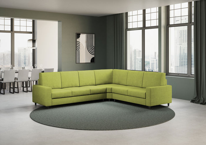 Divano Angolare 6 Posti 286x226x85 cm Sakar in Tessuto Verde