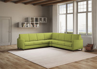 Divano Angolare 7 Posti 281x281x85 cm Karay in Tessuto Verde