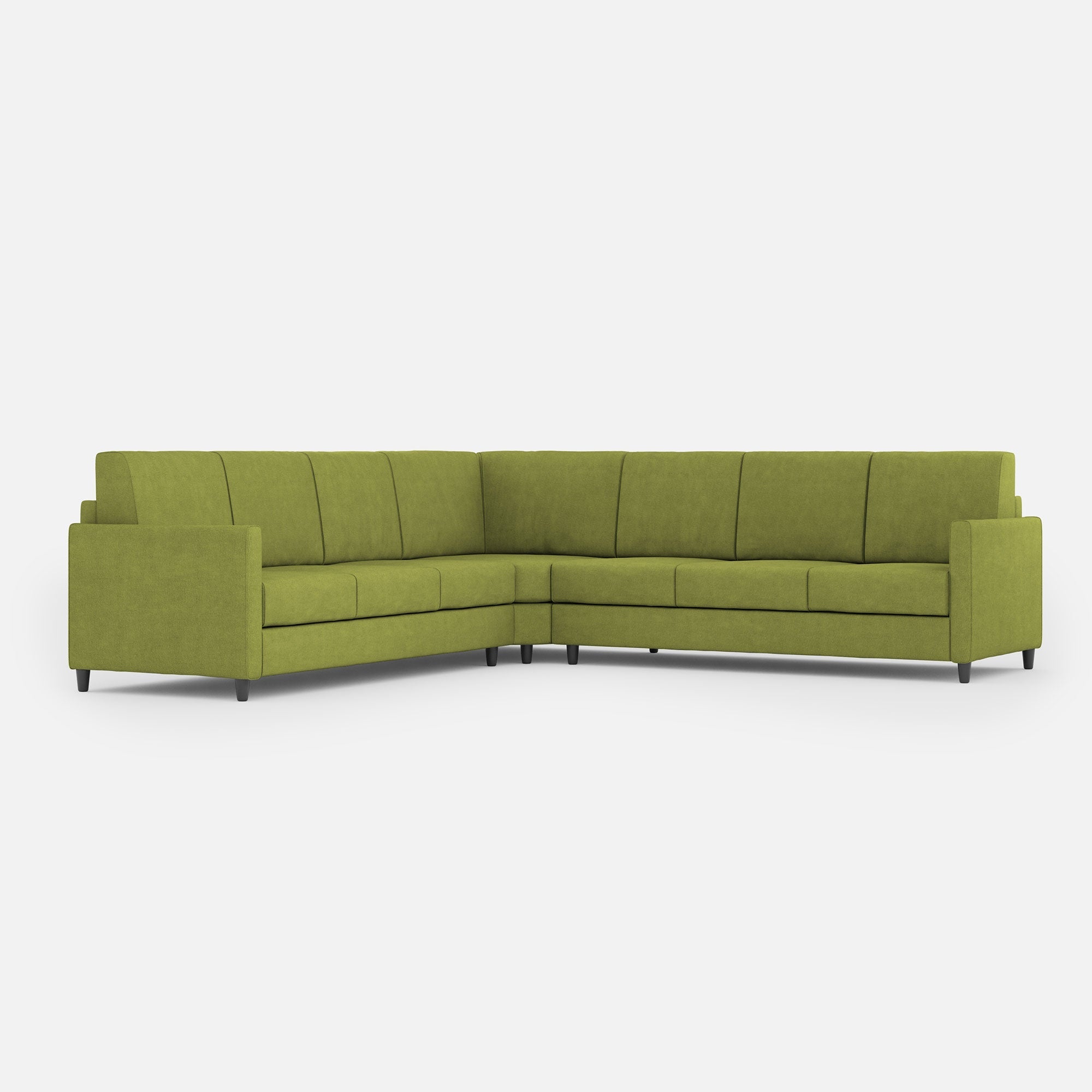 Divano Angolare 7 Posti 281x281x85 cm Karay in Tessuto Verde