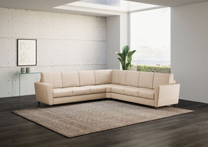 Divano Angolare 7 Posti 288x288x85 cm Yasel in Tessuto Beige