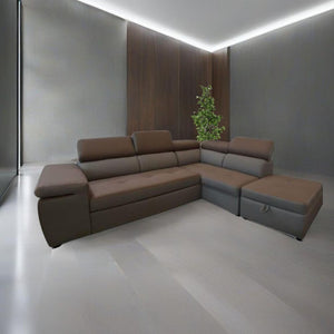 Divano angolare con pouff contenitore Gisella Mozart destro 285x238 grigio