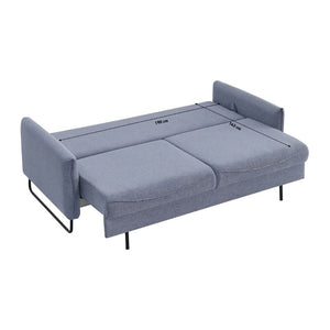 Divano funzione letto 3 posti tessuto grigio chiaro Fly 214x108x96H