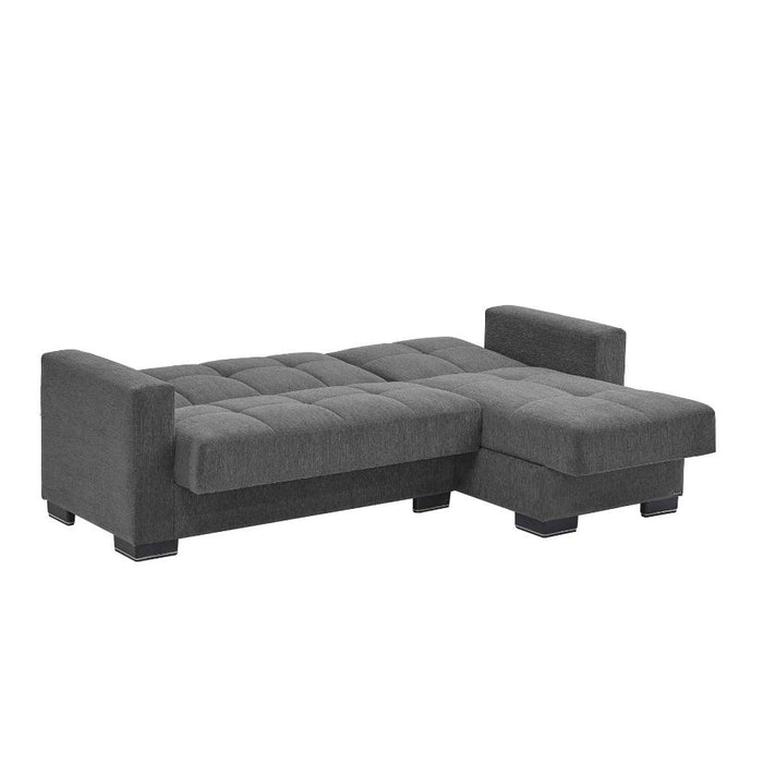 Divano penisola reversibile funzione letto e doppio contenitore tessuto grigio Fermina Lounge 240x138x99H