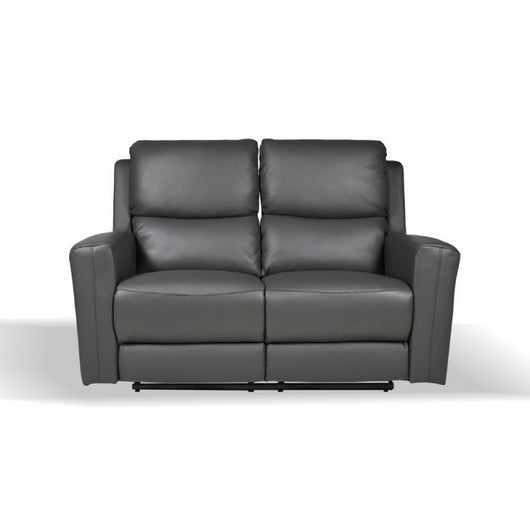 Divano recliner elettrici Claus 2 posti in vera pelle colore grigio scuro