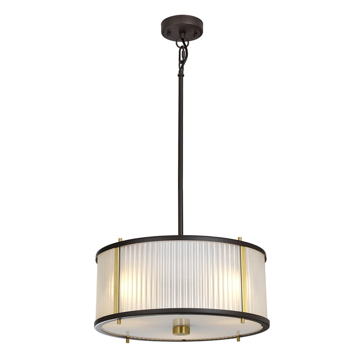 Lampadario Corona Acciaio Bronzo E Vetro Ottone Antico 3 Luci E27