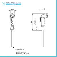 Doccetta igienica bianca con flessibile 120 cm completa di supporto e tasselli