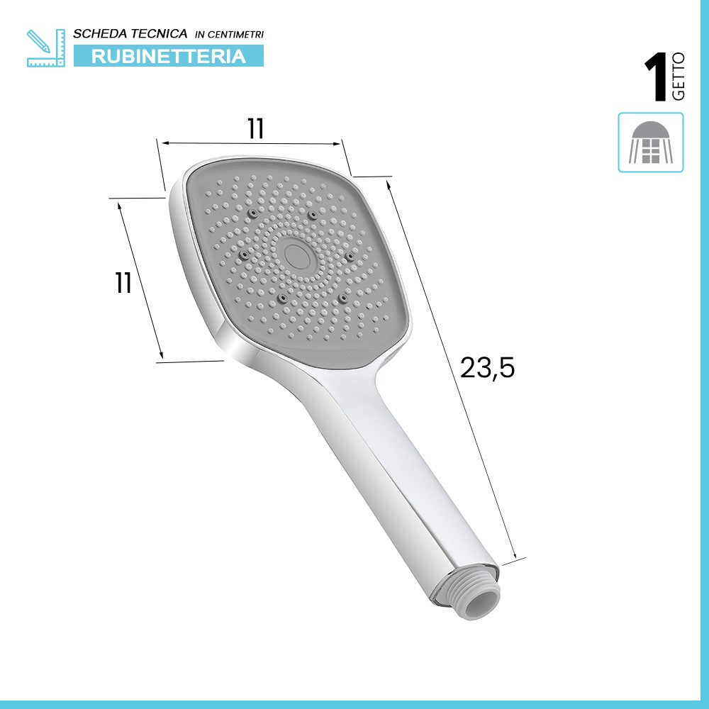 Doccetta quadrata H 25 cm monogetto in ABS cromato lucido