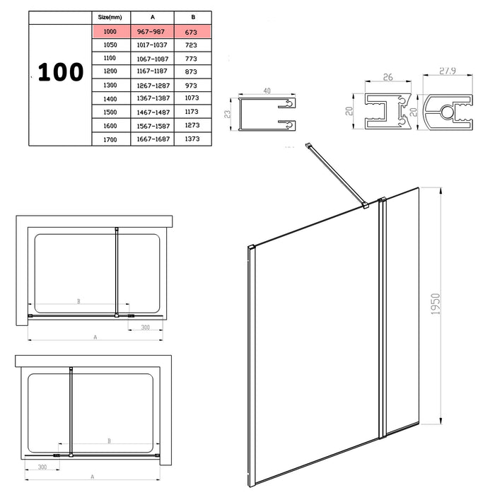 Parete Doccia Walk-In 160 cm con Aletta Orientabile in Cristallo trasparente 8mm H195 Bonussi Sveva