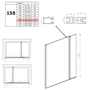 Parete Doccia Walk-In 150 cm con Aletta Richiudibile in Cristallo trasparente 8mm H195 Bonussi Sveva