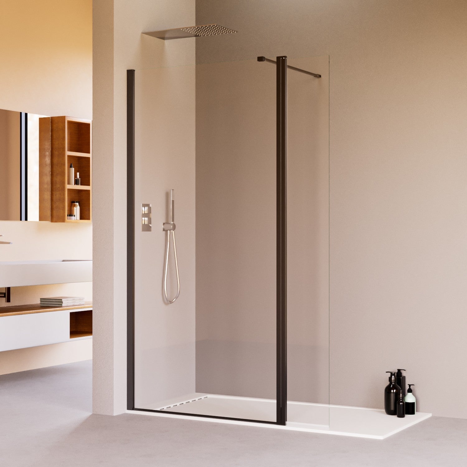 Parete Doccia Walk-In 150 cm con Aletta Richiudibile in Cristallo trasparente 8mm H195 Bonussi Sveva