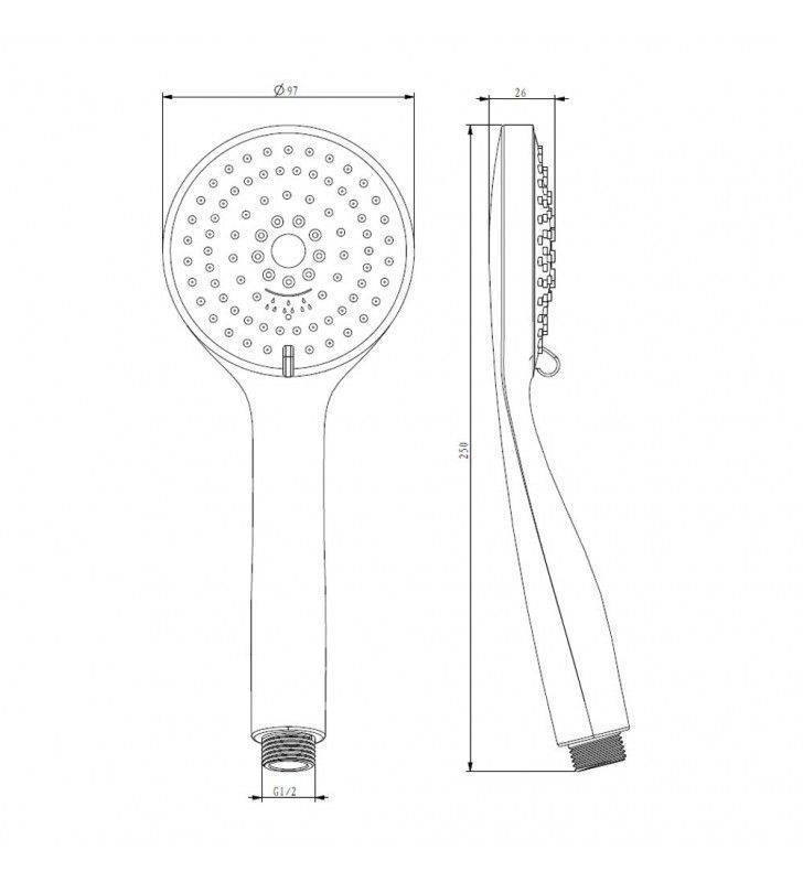 Colonna doccia serie malibu con doccino e soffione 25 cm. cod 77784