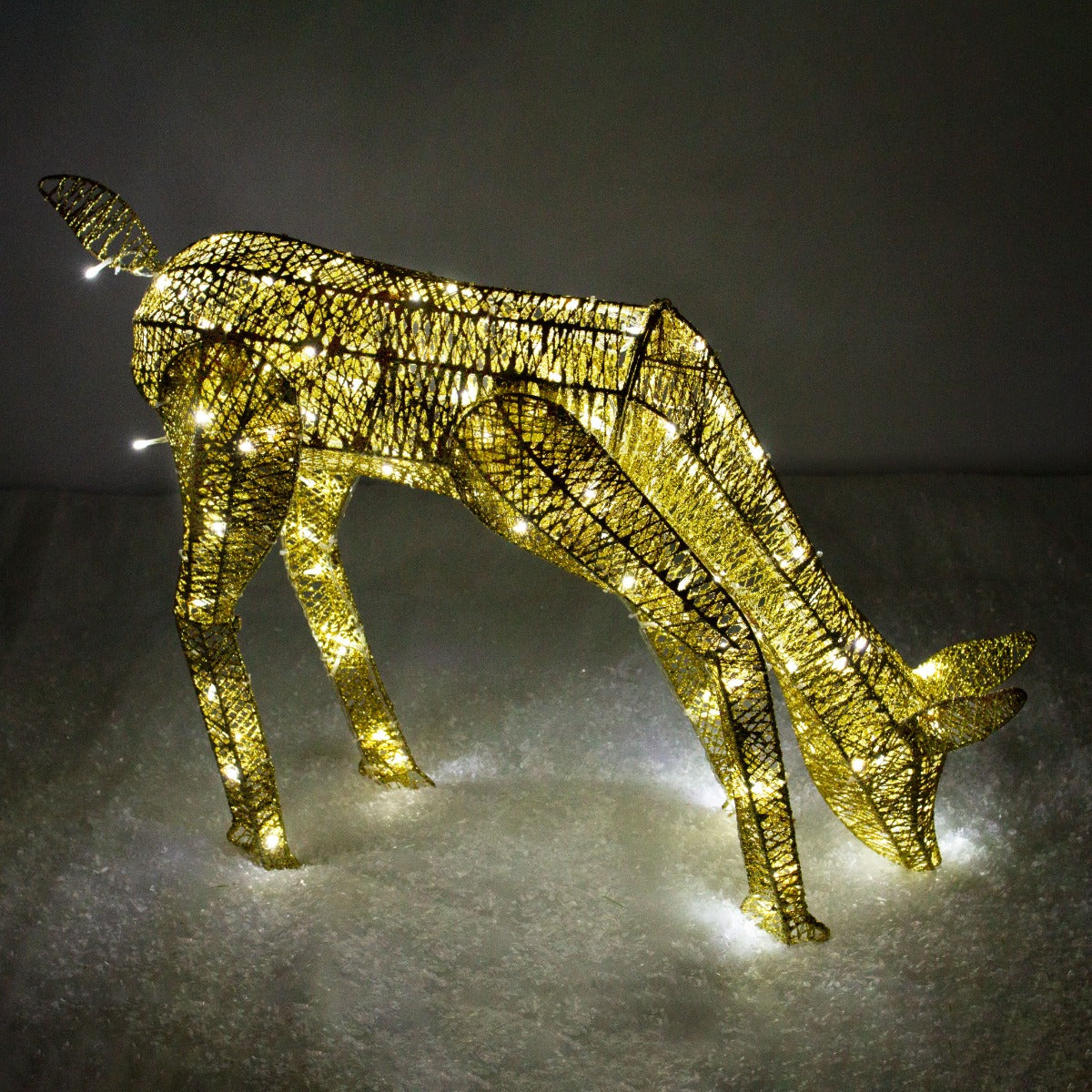 Renna di Natale Luminosa Decorazione da Esterno per la Casa Luci LED Bianco Ghiaccio Figura Luminosa Luci di Natale - Maschio & Femmina - Oro