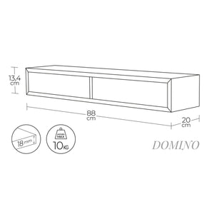 Mensola da Muro con 2 Cassetti Modello DOMINO, Comodino Sospeso, Mensola da Parete, 88.2x13.4 p20 cm. Finitura ROV. SAGERAU - MADE IN ITALY