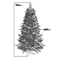 Donder - Albero di Natale innevato effetto realistico in PE e PVC ø88x180H, 462 rami