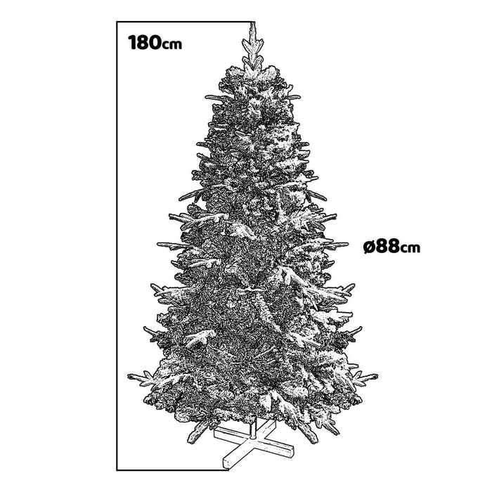 Donder - Albero di Natale innevato effetto realistico in PE e PVC ø88x180H, 462 rami