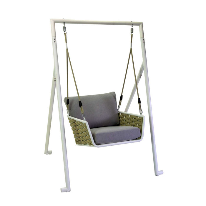 Dondolo alluminio Weekend bianco con cuscino grigio chiaro cm 120x120h187