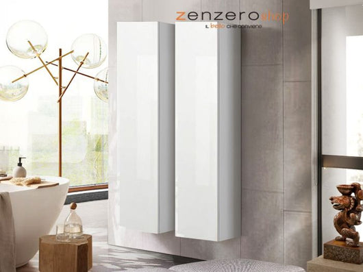 Due colonne da bagno sospese, Bianco Laccato Lucido, ZLCINBAGBIDB