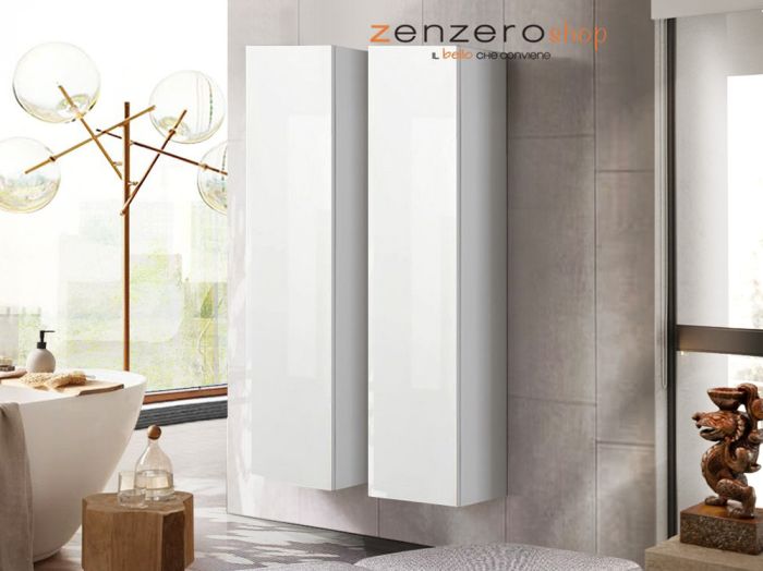 Due colonne da bagno sospese, Bianco Laccato Lucido, ZLCINBAGBIDB