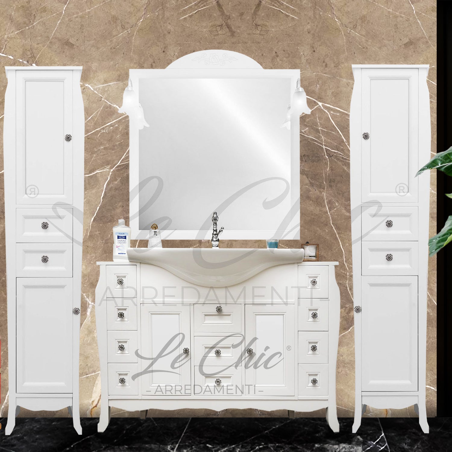 Composizione bagno shabby chic a doppia colonna