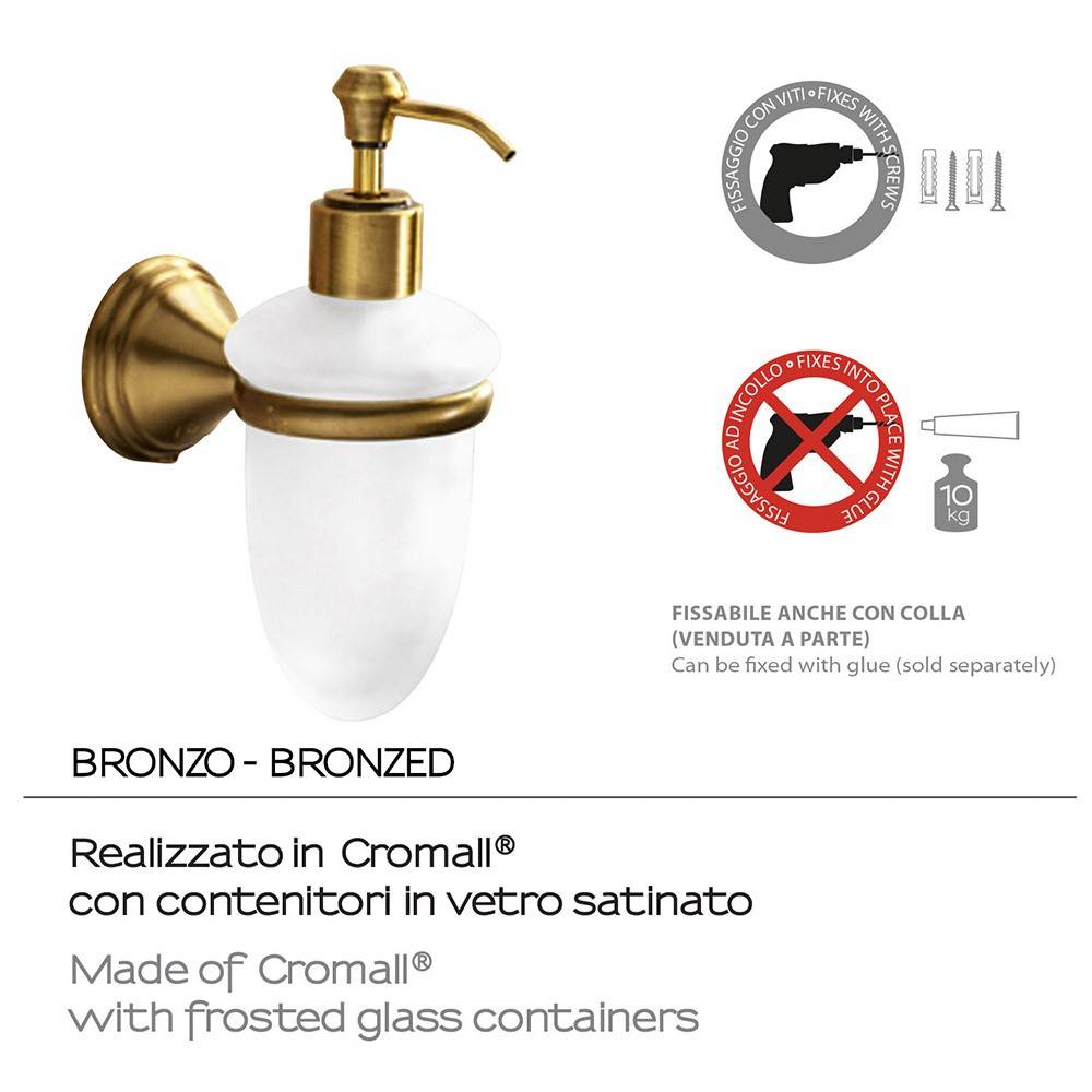 Dosasapone a muro GEDY linea Romance in acciaio con finiture colore Bronzo - Grohe