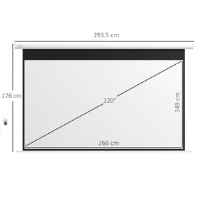 Telo per Proiettore 120" 16:9 Motorizzato con Telecomando Fissaggio a Muro e Soffitto Bianco