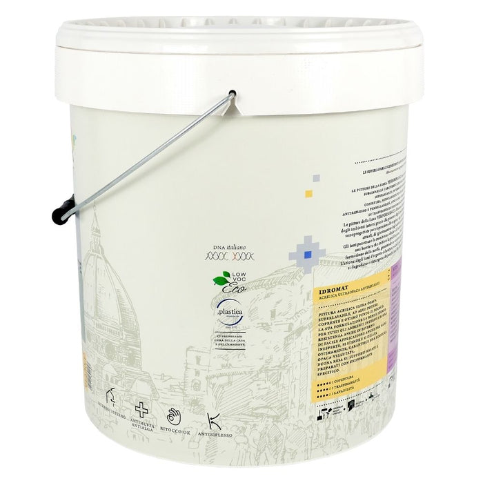 Idromat idropittura acrilica opaca superlavabile performance ioni di argento *** tinta bianco, contenuto litri 13, co...