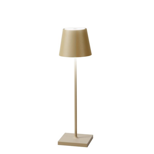 Lampada LED ricaricabile DRINK in metallo oro con dimmer luce calda