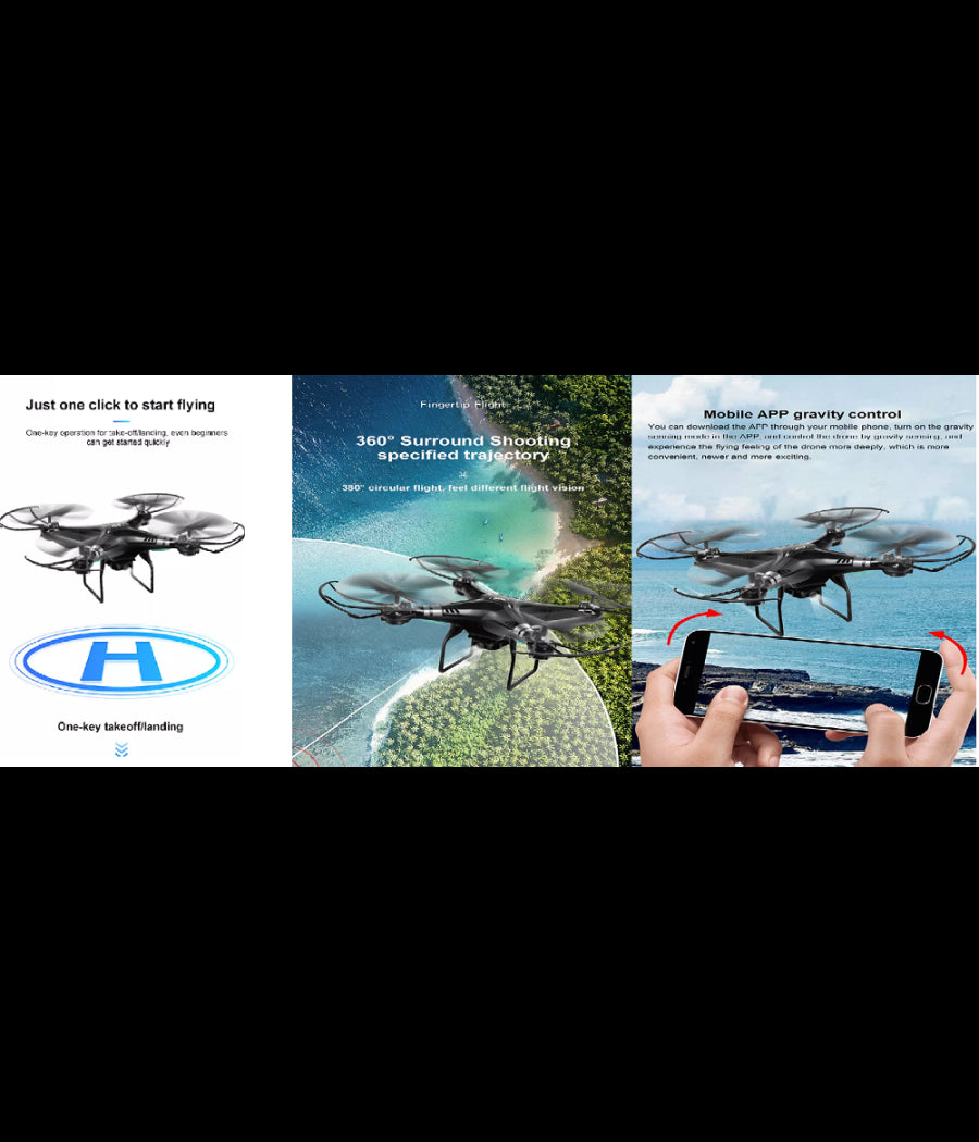 Drone 4k Hd Corsa A 360° Pulsante Ritorno Home Controllo Gravità  Chip Gps Sky533         