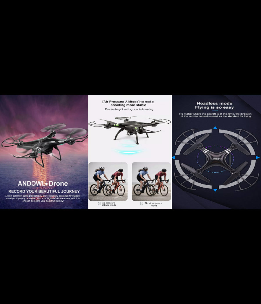 Drone 4k Hd Corsa A 360° Pulsante Ritorno Home Controllo Gravità  Chip Gps Sky533         