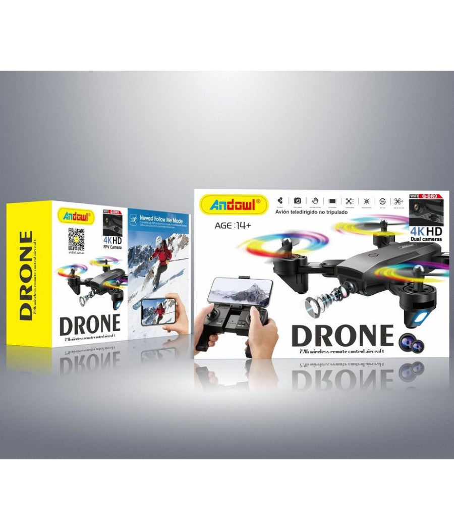 Drone Quadricottero Rc Q-dr9 Doppia Fotocamera Controllo 4k Hd Fpv Wifi 2.4ghz         