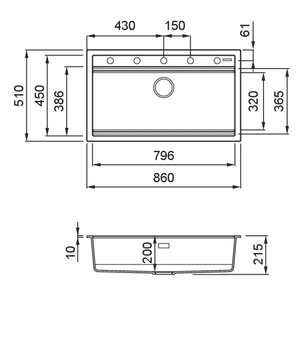 Lavello BEST 360    86X51    1 vasca BIANCO 68