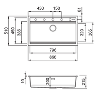 Lavello BEST 360    86X51    1 vasca ANTRACITE 59