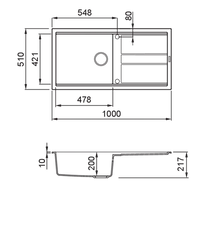 Lavello BEST 480 100X51 BLACK 86