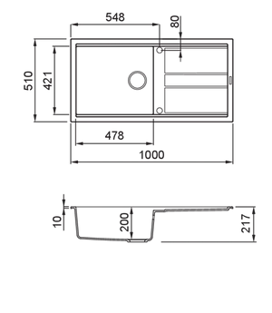 Lavello BEST 480 100X51 BLACK 86